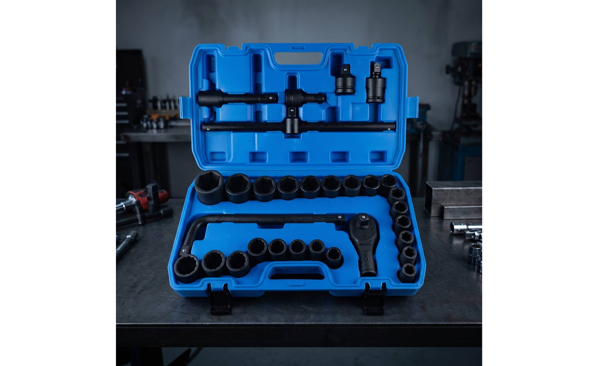 30 Pieces Socket Wrench Set with Case Heavy-Duty Socket Wrench Kit Metric Mechanics Tool Kit with Case for Professionals, Home Improvement Hobbyists