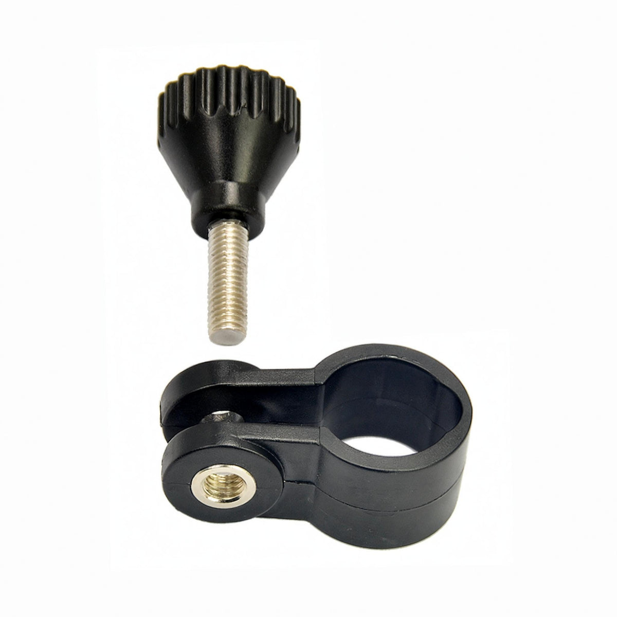 Cylindrical Opening Black Metal Flashlight Clamp Removable Threaded Flashlight Clip Sturdy Lighting Accessory Rust-Resistant