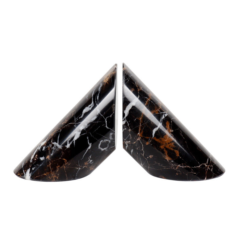 European Light Luxury Black Gold Marble Bookend