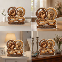 Anniversary Plaque with Base Timeless Heart Plaque with Base High-Gloss Decor for Couples, Wedding, Mantel, Shelf