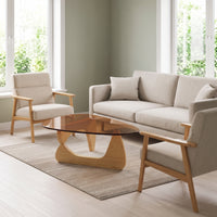 Asymmetrical Coffee Table Mid-Retro Modern Coffee Table with Glass Top Sculptural Furniture for Living Room, Apartment, Lounge