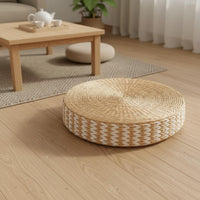 Woven Mat Meditation Pillow Multifunctional Straw Woven Mat Pillow Round Straw Floor Pillow Comfortable Support