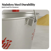 Semi-Circular Fire Bucket Thickened Material Stainless Steel Fire Rustproof D-Handle Sand Spade for Gas Station Factories, Public Areas