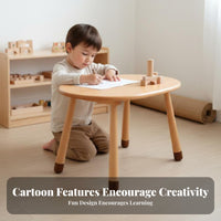 Nordic Design ovalShaped Table with rabbit Chairs Height Adjustable kids' Desk and Chair Rounded Corners children's Furniture Easy to Clean for Preschoolers, Toddlers, Parents, Kindergarten, Playroom, Classroom, Living Room