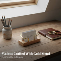 Wood Business Card Holder Minimalist Design Wooden Business Card Holder Modern Desktop Organizer for Reception Counter, Commerce Show Booth