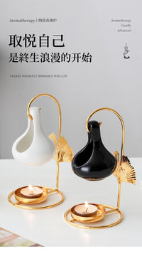 Gold Maple Leaf Hanging Incense Burner Creative Aromatherapy Oil Lamp Candle Warmer