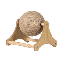 Rotating Cat Scratching Ball Sturdy Scratching Toy with Wooden Frame Long-Lasting Sisal Rope Ball Toy Space-Saving for Apartments