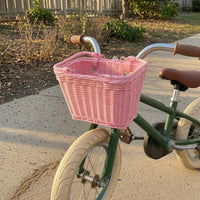 High-Sided Child Bike Basket Uncovered Top Kids Bike Basket Structured Rim Vehicle Accessory Brown Straps