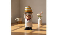 Chef Figurine with Cake Bakery Theme Chef Figurine Tabletop Decor for Culinary Artists, Chefs, Kitchen, Cafe, Restaurant