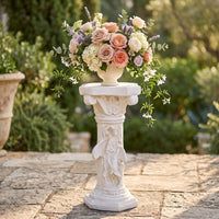 Pedestal Column Vintage Column Pedestal Carved Display Stand for Patio