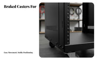 12U Unobstructed Frame Rolling Rack Conventional 19unit Mount Network Cabinet sturdyDuty Apparatus Storage for Audio Professionals, Musicians