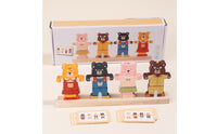 Educational Bear Dress-up Puzzle Fine Motor Wooden Bear Puzzle Hands-on Sorting and Matching Toy Creative for Toddlers, Preschoolers, Kids, Playroom, Classroom