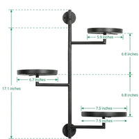 Plant Stand and Wall-Mounted Indoor Plant Stand for Living Room, Heavy Duty Metal Display Shelf with 3 Rotating Tiers, Space Saving Window Shelf