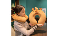 Capybara Neck Pillow Portable and Lightweight U-Shaped Travel Pillow Ergonomic Design Memory Foam Headrest for Students
