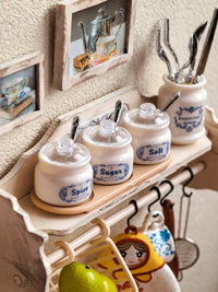 Miniature Dollhouse Kitchen Spice Jar Set for 1/6 and 1/12 Scale Dolls - Vintage Style Model