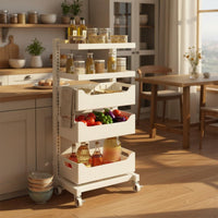 Rolling Storage Cart Sturdy Steel Frame Fruit and Vegetable Storage Rack Heavy Duty Multi-Tier Vegetable Rack for Pantry, Office