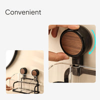 Washroom Suction Organizer Drill Installation Wall Mounted Storage Box Removable Suction Washroom Organizer for Renters, Students, Kitchen