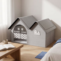 Cat House with Door Curtain Insulated Cooling Pet House Summer Scratch-Resistant for Cats, Living Room