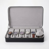 PU Leather Watch Case with 12 Slots Dust-Proof Watch Box with 12 Slots Zip-Around Organizer Hard-Shell for Enthusiasts, Dresser, Travel, Showroom