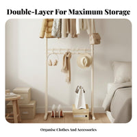 Large Capacity Floor Standing Clothes Rack Space-Saving Stand-Al Single Standing Clothes Rack Multi-Functional Stand-Al Single Standing Garment Organizer Heavy Duty for Students, Renters, Homeowners, Bedroom, Dorm Room, Entryway, Apartment