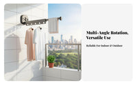 Drill-without Installation Wall Mounted Drying Rack Space Saving Wall Mounted Clothes Drying Rack Indoor & Outdoor Use Accordion Clothes Dryer Rust-Resistant for Apartment Dwellers, Homeowners, Balcony, Dorm Room, Bedroom, Bathroom