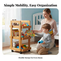 Foldable Design Foldable Multi-Tier Trolley Mobile with casters 3-Tier Foldable Cart Multifunction Household Storage No Installation Required for Office Workers, Homeowners, Living Room, Bedroom, Kitchen, Bathroom