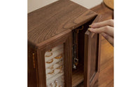 Velvet Lining Walnut Jewelry Box Built-in Mirror Multi-Layer Jewelry Box Closure