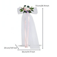Romantic Artificial Flower Decoration with Veil Elegant Wedding Car Decoration Universal Decorations Easy-Install for Brides