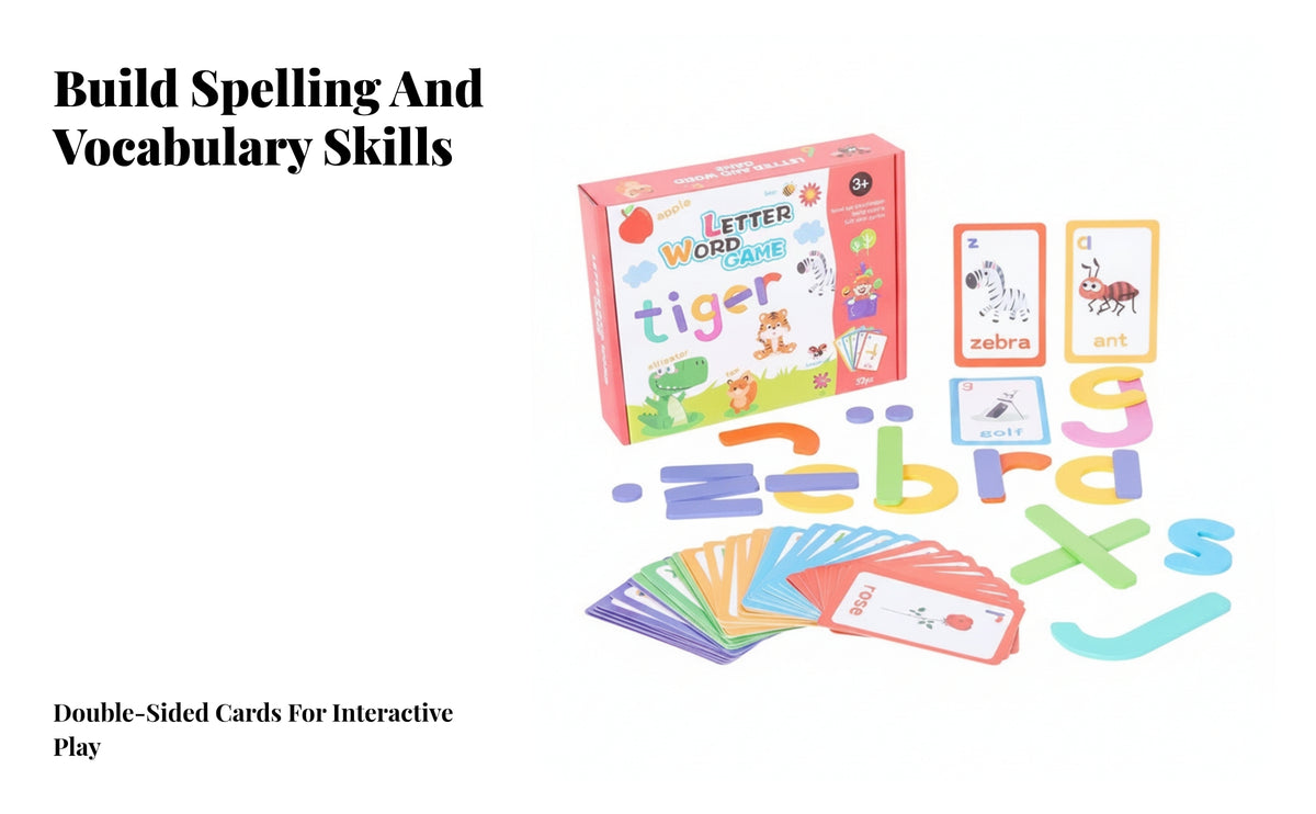 Matching Letter Game with Flash Cards | Compact Travel Size, phonics-based, Alphabet Spelling Game with Cards, for Homeschool