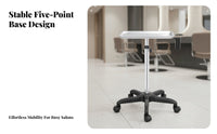 Adjustable Height Rolling Salon Tray with Tool Holder Stable 5-Wheel Base Rolling Tool Tray Stand Accessory Carrier Professional Equipment Multi-Purpose for Tattoo Artists, Hairstylists, Hair Stylists, Barbershop, Barber Shop, Beauty Parlor, Studio