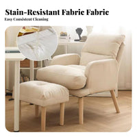 Multi-Position Recline Reclining Armchair with Ottoman Adjustable Backrest Armchair and Ottoman Set Ergonomic Design Lounge Chair Long-Lasting Textile for Awayice Workers, Students, Living Room, Bedroom, Reading Nook, Small Areas