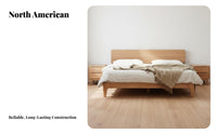 Nordic Design Wooden Bed No Box Spring Needed Solid Wood Foundation Bed Sturdy Bedroom Furniture for Rental Hosts, Couples, Apartment, Hotel