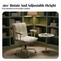 Height Adjustable pivot Chair with Casters Ergonomic rear supportrest Upholstered Armless Rolling Chair paddinged Seat Office Furniture firm support padding for Students, Teens, Adults, Study Room, Bedroom, Small Apartments