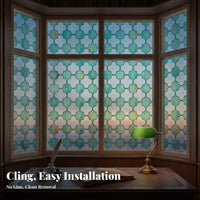 Chinese Design Window Cling Glue 3D Embossed Window Decal Non Cling Privacy Film for Homeowners, DIY Enthusiasts, Bedroom, Kitchen