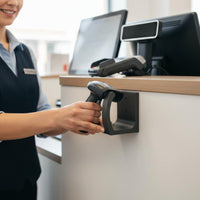 No-Drill Installation Under Counter Scanner Mount Flexible Mounting Code Scanner Holder Space Saving Point of Sale Accessory Sturdy Construction for Cashiers