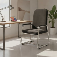Sled Base Chair Upholstered High-Back Chair with Armrests Padded Furniture for Professionals, Students, Office, Conference Room