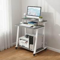 Modern Minimalist Design Rolling Bedside Desk Space Saving Mobile Computer Desk Multi-Functional Mobile Computer Cart Stable Structure for Students, Bedroom, Dorm Room