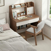 Stable Structure Student Writing Desk with Bookshelf Sturdy Construction Kids Desk with Hutch Spacious Desktop Easy Assembly for Students, Bedroom