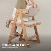 Solid Wood Frame Adjustable Wooden Desk Chair Ergonomic Design Adjustable Desk Chair Low Formaldehyde Student Seat Stable Base for Students, Kids 6-12, Parents, Study Room, Bedroom, Home, Kitchen