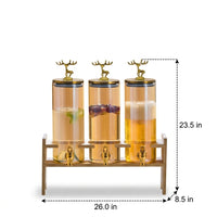Rectangular Beverage Dispenser Set with Metal Stand, High Borosilicate Glass Juice Dispenser, Cold Water Dispenser for Parties and Iced Tea