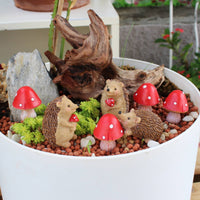 7 Pieces DIY Hedgehog Fungus Set Cute Mini Lichen Landscape Decor Realistic Look Hedgehog Garden Statues