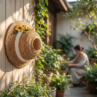 Bird Nest Ornament Nature-Themed Wall Ornament with Perch Decorative Bird Nest for Gardeners, Courtyard, Fence