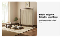 Zen Aesthetic Single-Panel Standing Screen Minimalist Design Room Divider Sturdy Frame Home Furnishing Opaque Textile for Tea Ceremony Enthusiasts, Meditation Practitioners, Bedroom, Entrance Hall, Studio Apartment, Restaurant