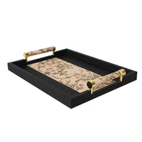 Vintage Wooden Printed Tray for Entryway and Coffee Table