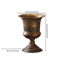 Vintage Goblet Vase Metalwork Ornate Pedestal Planter Stable Foundation Home Decoration for Living Room