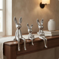 Hare Family Figurines Electroplated Shiny Hare Decor Glossy Mini Bunny Ornaments