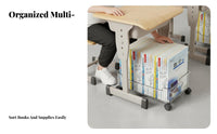 Rolling Desk-Side Book container With casters accessibleTop organizer Wheeled for Students, Kids