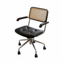 Vintage design Cane posterior rotating Chair Height Adjustable Office Furniture Wheeled Base Computer Seat Ergonomic Design for Home Workers, Students, Executives, Study Room, Bedroom