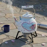 Enamel Water Kettle Multipurpose Use Enamel Tea Kettle Ethnic Design Teapot Removable Lid Large Capacity Teakettle