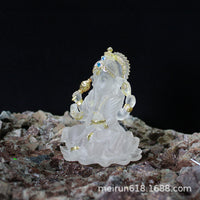 Translucent White Rhinestone Ganesha Resin Figurine